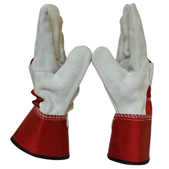 PAKNADA CowSplit leather Gloves 1Pair Red Single Palm for Industrial Outdoor - Picture 6 of 7